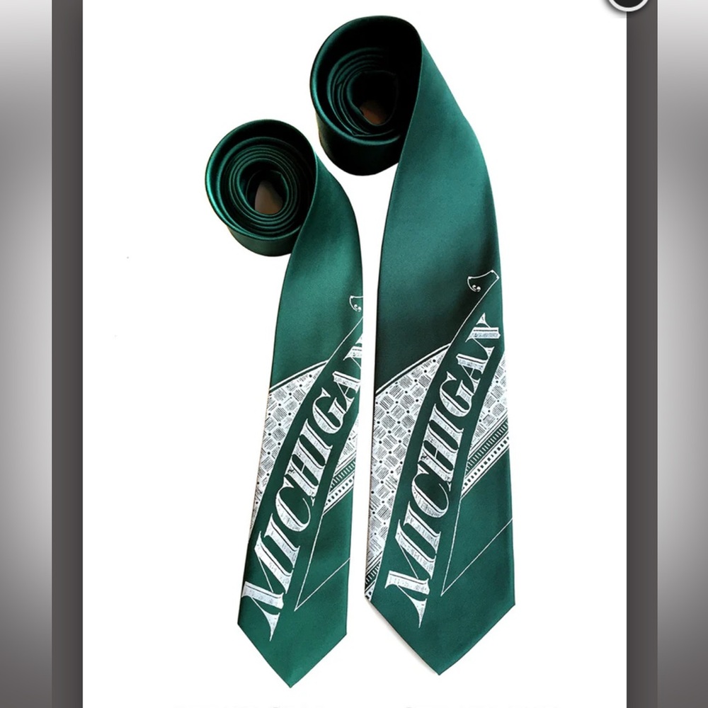 NWT Michigan State Cyberoptix Tie Lab Roaring 20s Detroit Standard Classic Tie - Picture 2 of 10